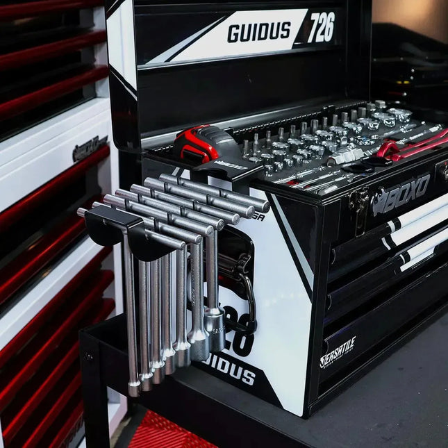 BoxoUSA 7-Piece Short T-Handle Socket Wrench Set with Holder Rack For Hand Carry Box WTS1-AB08