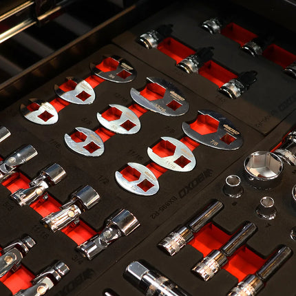 9-piece SAE crowfoot wrench set organized in two-tone EVA foam drawer insert